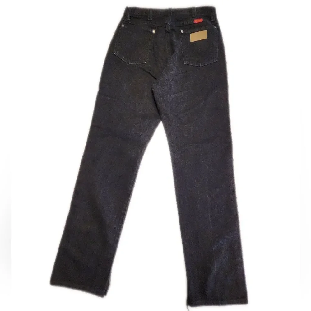 Wrangler 100% Cotton Rigid Denim Black Straight Leg Jeans 15x32